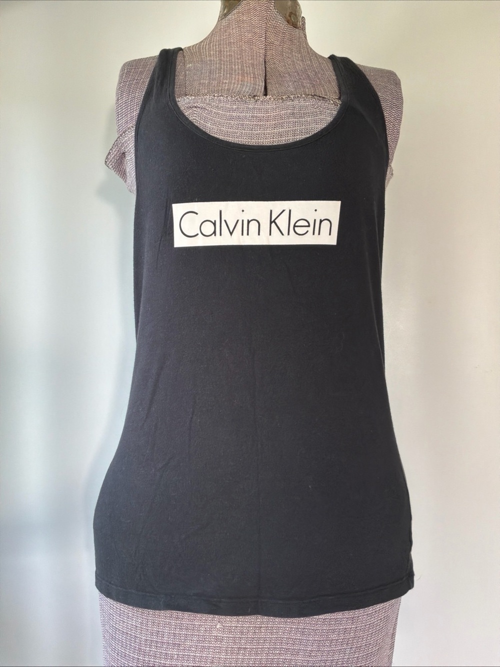 Calvin Klein Women’s Racerback Black Tank Logo Top Size Medium